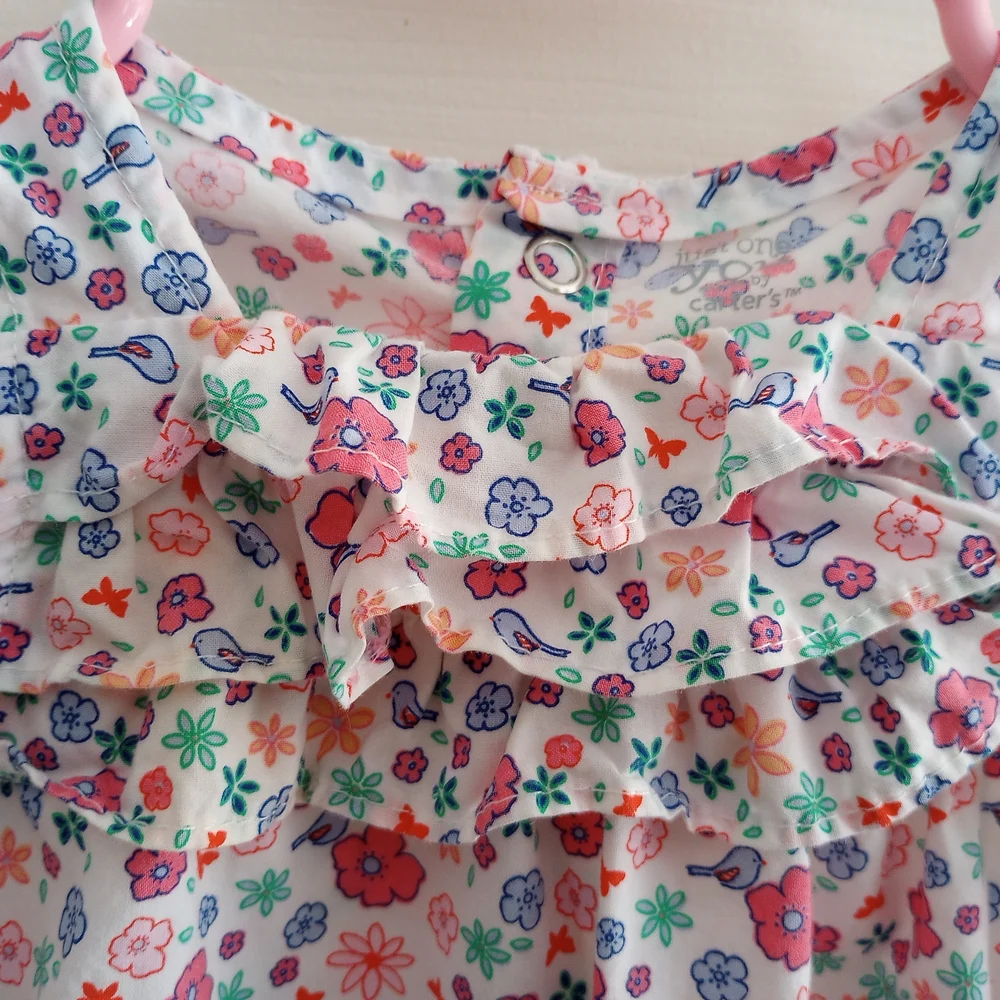 Floral Ruffle Romper Carter's 6m Cotton Snap Closure